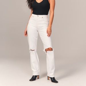 Abercrombie 90s Straight Ultra High Rise Jeans (White distressed)